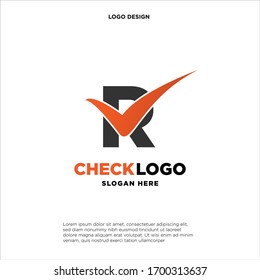 Letra R Comprobar diseño de logotipo vector, icono de logotipo de lista de comprobación inicial