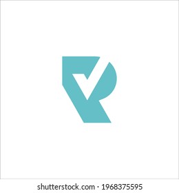 letter R with check mark logo design vector sign