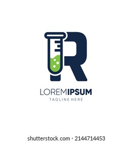 Letter R Chemistry Logo Design Icon Vector Graphic Emblem Illustration