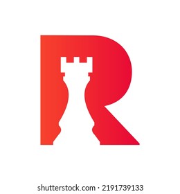 Letter R Chess Game Logo Design Vector Template. Chess Logo Type Symbol