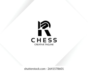 Letter R Chess Logo. Monogram Knight Logo