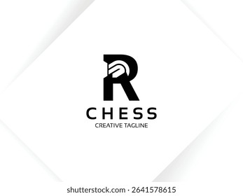 Letter R Chess Logo. Monogram Knight Logo