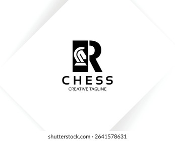 Letter R Chess Logo. Monogram Knight Logo