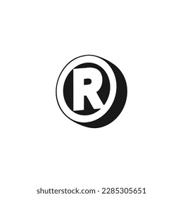 Letter R in circle, 3d geometric symbol simple logo vector