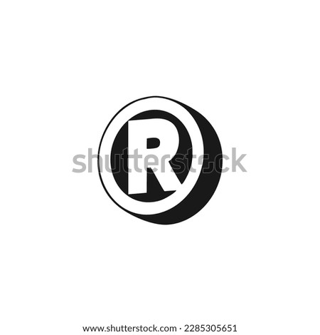 Letter R in circle, 3d geometric symbol simple logo vector