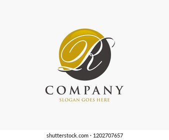 Letter R circle initial logo vector