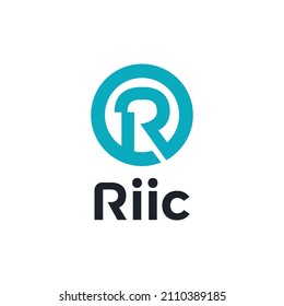 Letra R en el logotipo de círculo inicial. Inicial R simple con diseño de logotipo de esquema monógico. Identidad de marca plana y minimalista	