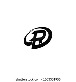 Letter R with circle swoosh shape icon design company. R logo illustration vector template.