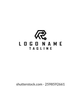 Letter R circuit technology logo