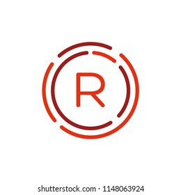 Letter R Circular Lines Symbol Vector