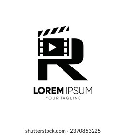 Letter R Clapperboard Logo Design Vector Icon Graphic Emblem Illustration