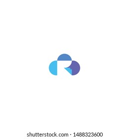 Letter R and with cloud logo design vector