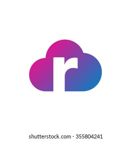 letter r cloud shape icon logo purple blue