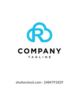 Letter R Cloud Techno logo icon vector template.eps