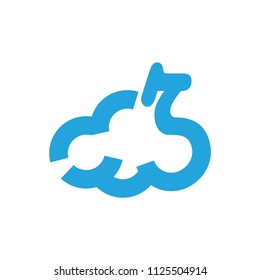 letter r with cloud vector