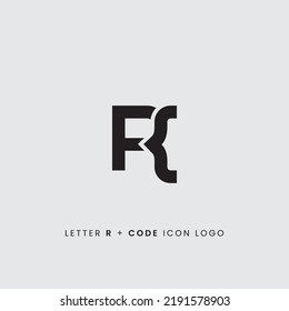 Letter R Coding, Programmer, Developer Logo Icon 