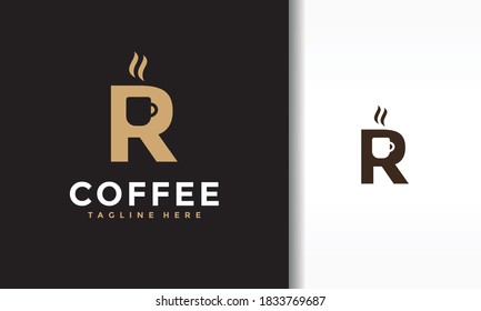 logotipo de la taza de café de la carta R