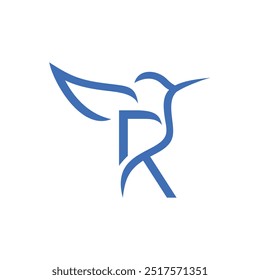 Letra R Colibri Diseño de logotipos Icono de Vector Ilustración de símbolos de emblema gráfico