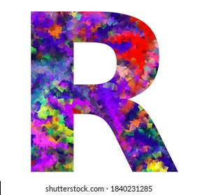 Letter R with colorful abstract inside