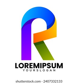 letter R colorful icon logo design 