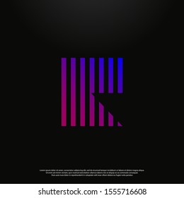Letter R colorful modern Logo icon monogram design. Vector graphic design template element. black background.