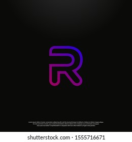 Letter R colorful modern Logo icon monogram design. Vector graphic design template element. black background.