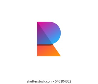 Letter R Colorful Multiply Shape Logo Design Element