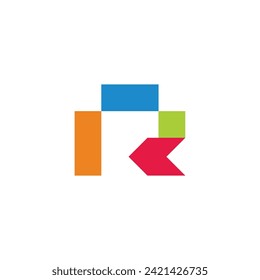 letter r colorful paper arrow simple logo vector 