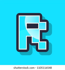 Letter R colorful pixel art alphabet typeface with shadow. vector typography design. 