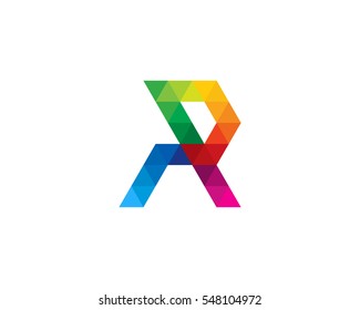 Letter R Colorful Triangle Logo Design Element