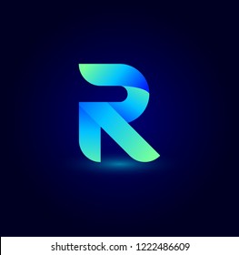 Letter R Colorful Vector Logo Design. Icon Concept. Abstract Ribbons