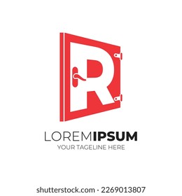 Letter R Combined With Door Logo Design Vector Illustration