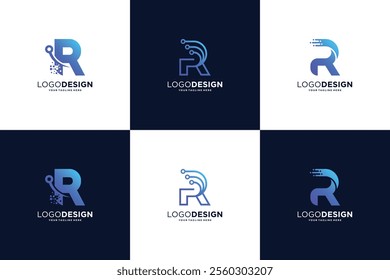 Letter R Connection Logo Design Collection