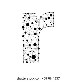 Letter R consisted of dots and lines, English alphabet