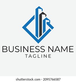 Letter R construction building real estate vector logo design