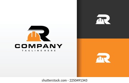 letter R construction helmet logo