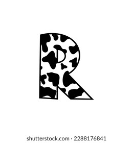 Letter R With Cow Skin Pattern Design