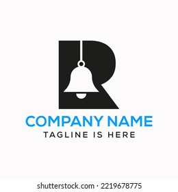 Letter R Cowbell Logo Concept With Hanging Bell Symbol Vector Template