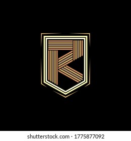 Buchstabe R, der mit 5 gestreiften Linien mit sechseckiger Rahmenkonstruktion erstellt wurde. Geeignet für Logo, Marke, Identität für Spiele, Mode, Militär und Hobby. Abzeichen, Emblem Vektordesign. 