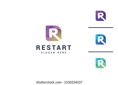 Letter R creative 3d technological logo