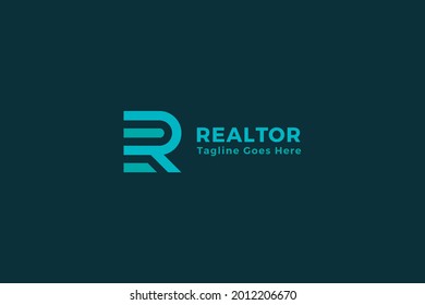 Letter R creative blue color simple realtor business logo