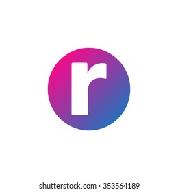letter r creative circle icon logo purple blue