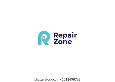 Letter R creative location and repair zone logo