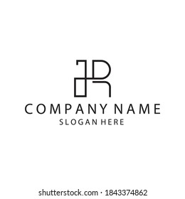 Letter R creative logo illustration line template black design vector