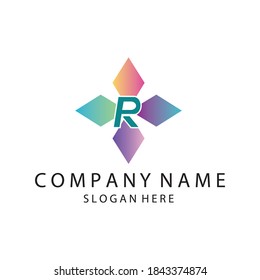 Letra R creativo logo ilustración plantilla de diseño de color vector