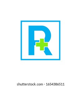 Letter R cross plus logo, Medical health care Logo