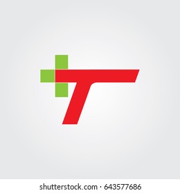 Letter r cross plus logo icon design template elements.