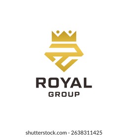 Letter R crown jewelry golden logo vector illustration