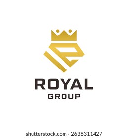 Letter R crown jewelry golden logo vector illustration
