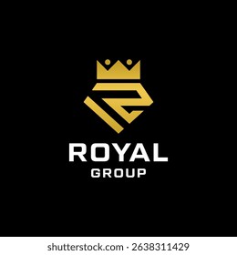 Letter R crown jewelry golden logo vector illustration
